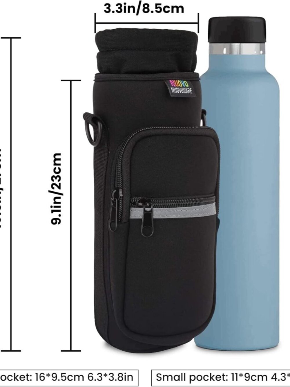 Water Bottle Carrier Bag,25oz/40oz/64oz Bottle Pouch Holder,Adjustable Shoulder - Picture 3 of 9